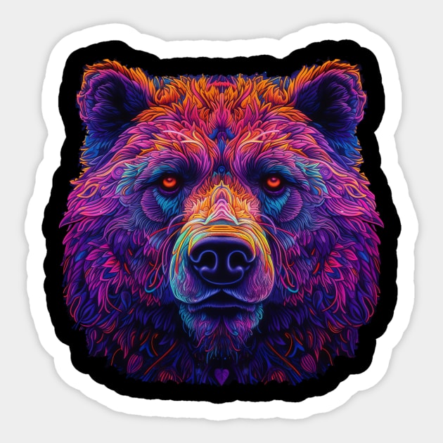 Neon Floral Bear Sticker by vamarik